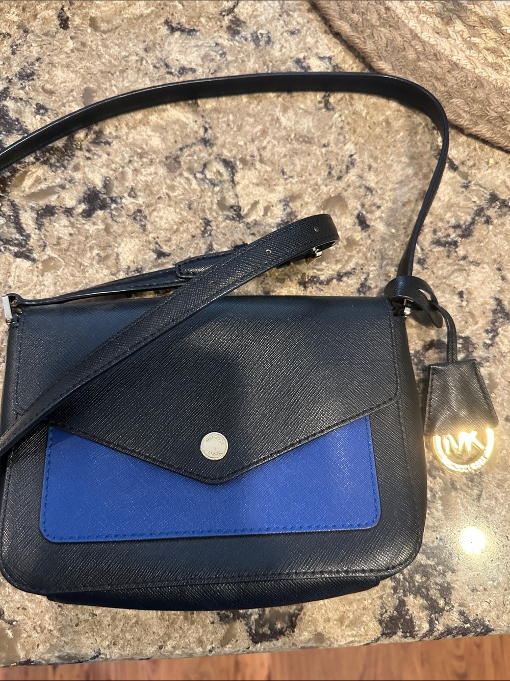 Michael Kors Black and Blue Crossbody Shoulder Bag
